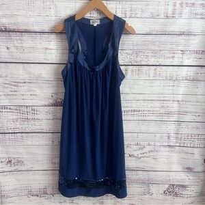 OLEG CASSINI  BLACK TIE EVENING COCKTAIL DRESS SLEEVELESS SEQUIN NAVY SIZE 6
